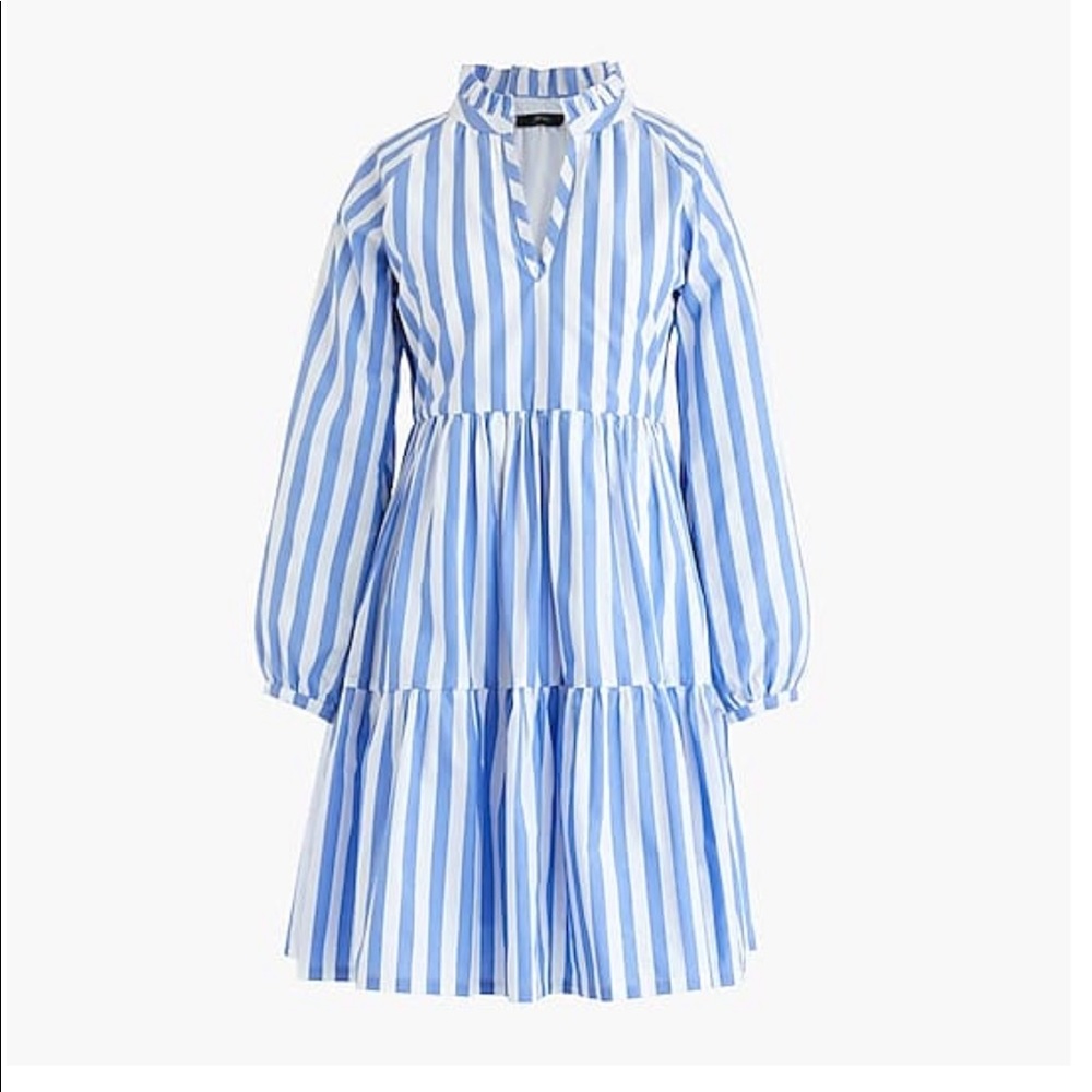 Jcrew striped tiered popover dress
